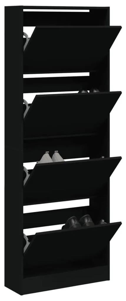 Παπουτσοθήκη Μαύρη 60x21x163,5 εκ. από Επεξεργασμένο Ξύλο