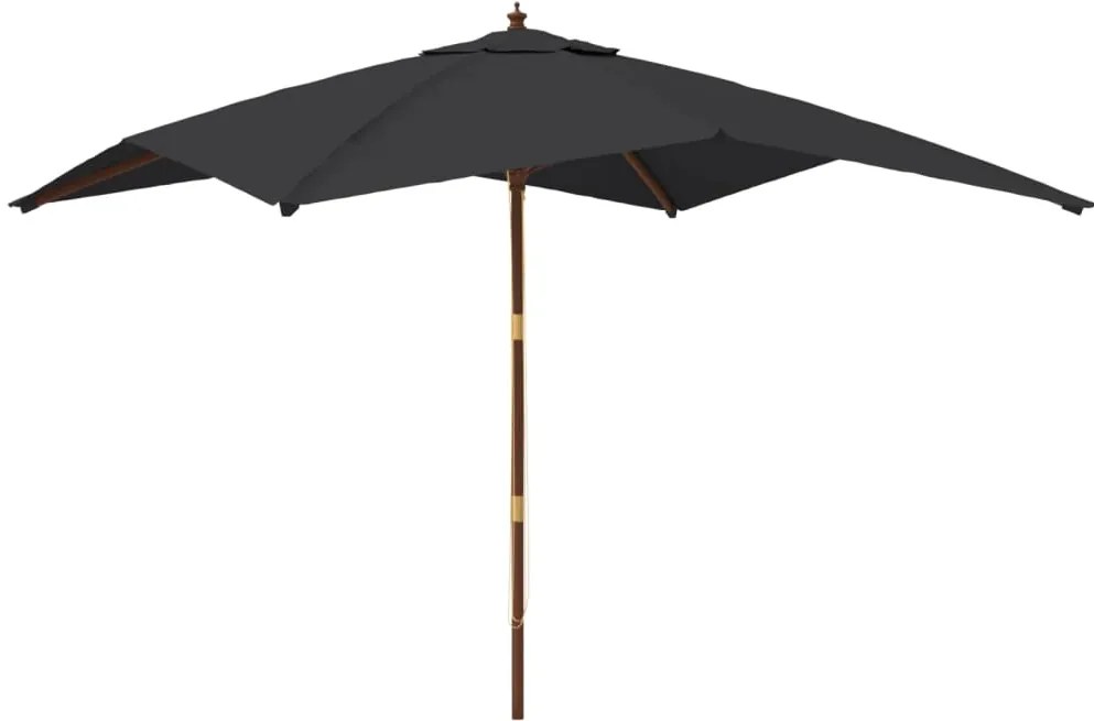 vidaXL Ομπρέλα Κήπου με Ξύλινο Ιστό Μαύρη 300x300x273 εκ.