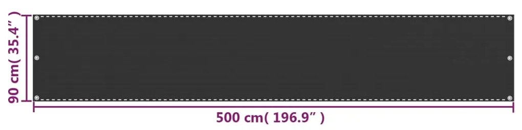 vidaXL Διαχωριστικό Βεράντας Ανθρακί 90 x 500 εκ. από HDPE