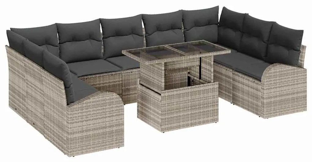 vidaXL Σετ Καναπέ Κήπου 10 pcs Ανοιχτό γκρι 100 x 55 x 73 εκ