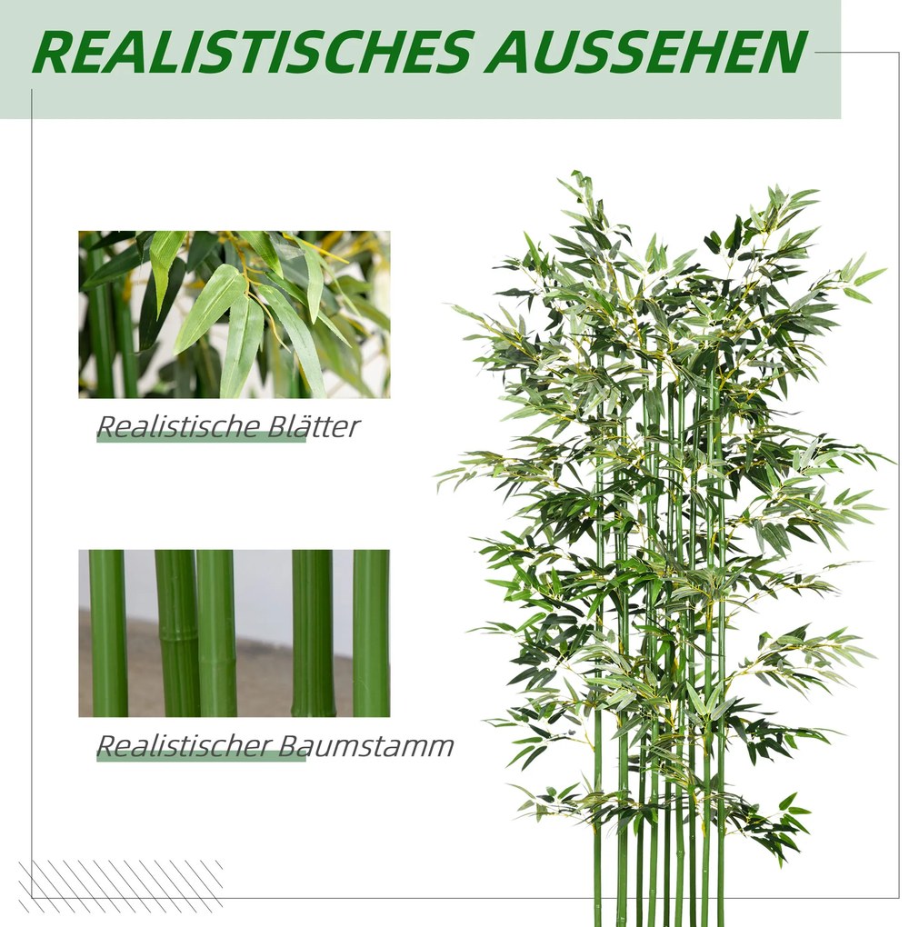 HOMCOM Τεχνητό Μπαμπού, Τεχνητό Φυτό, Διακοσμητικό Φυτό, Ρεαλιστική Όψη, Εύκολη Συντήρηση, για Οικιακή Χρήση, Ύψος 180 εκ., Πράσινο