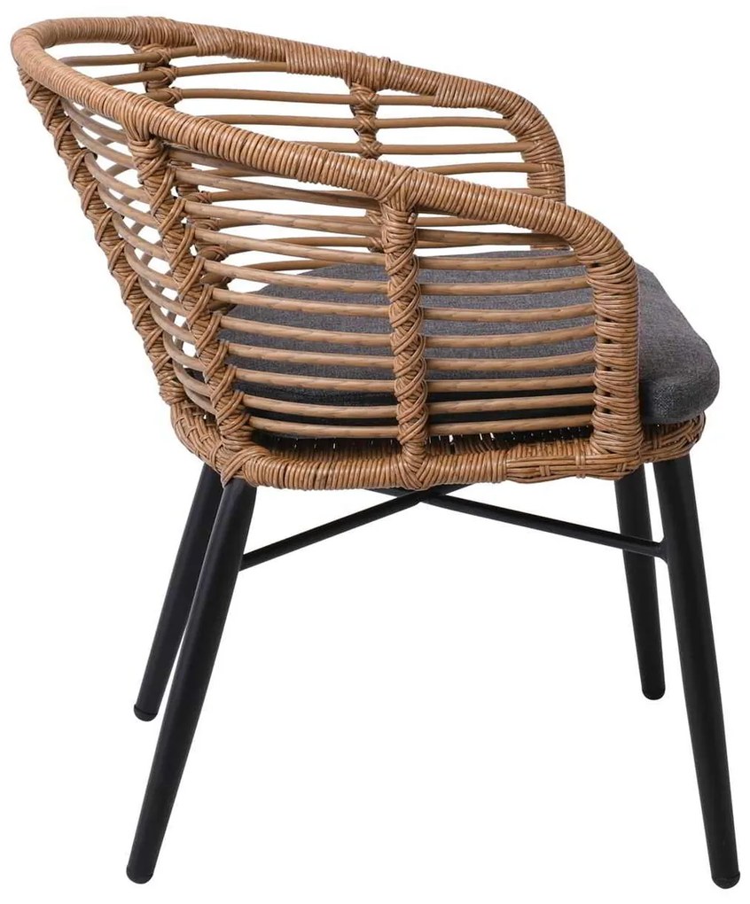 Πολυθρ. SALSA Alu STACK Στοιβαζόμενη Μαύρη/Wicker Φυσικό, Μαξ.Γκρι 57x63x74cm