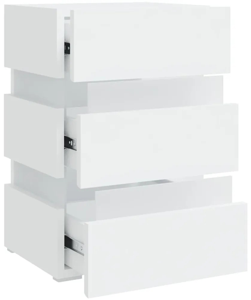 vidaXL Κομοδίνο με LED Λευκό 45 x 35 x 67 εκ. από Επεξεργασμένο Ξύλο