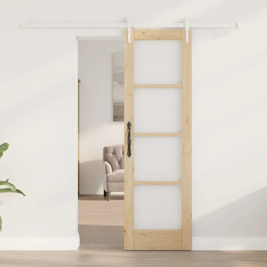 vidaXL Ολισθητή Πόρτα Καφέ 61 x 198.5 εκ. Ξύλο και μέταλλο