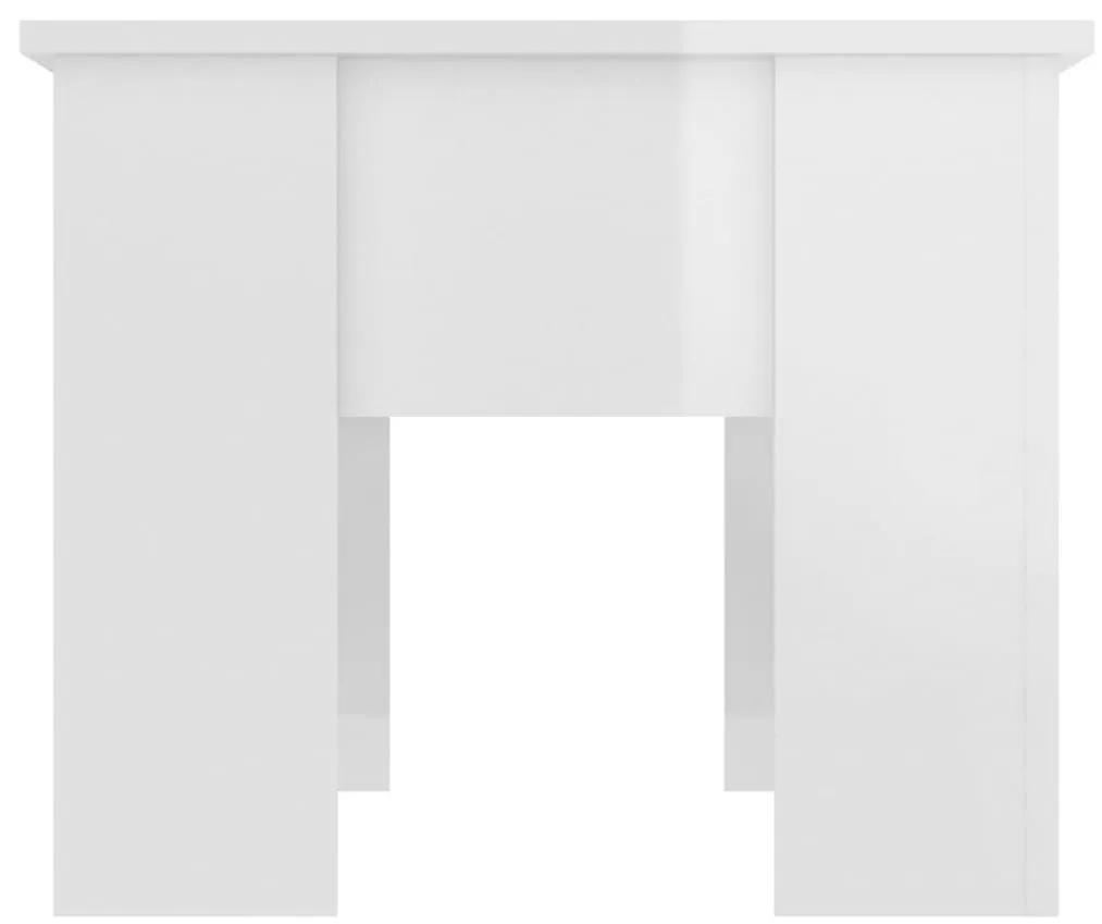 Τραπεζάκι Σαλονιού Γυαλ. Λευκό 79x49x41 εκ. Επεξεργασμένο Ξύλο - Λευκό