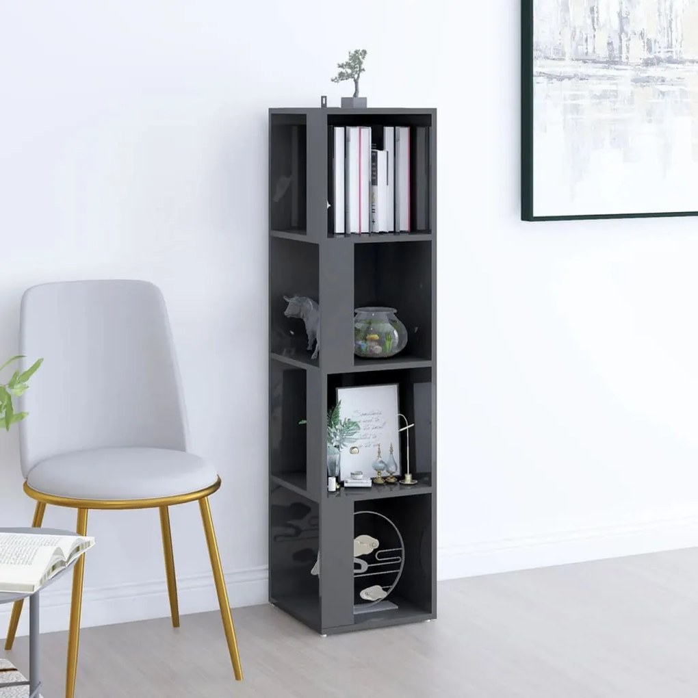 vidaXL Ντουλάπι Γωνία Γυαλ. Γκρι 33 x 33 x 132 εκ. από Μοριοσανίδα