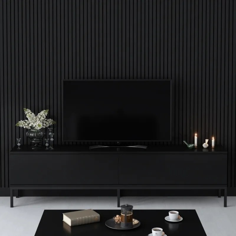 Έπιπλο τηλεόρασης Lord Megapap χρώμα μαύρο 180x30x47εκ. - GP052-0153,1