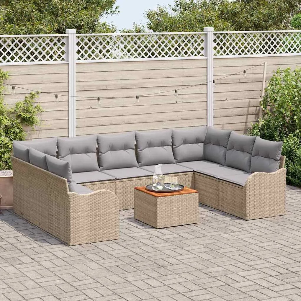 vidaXL Σουίτα Κήπου 10 pcs Beige, ανοιχτό γκρι