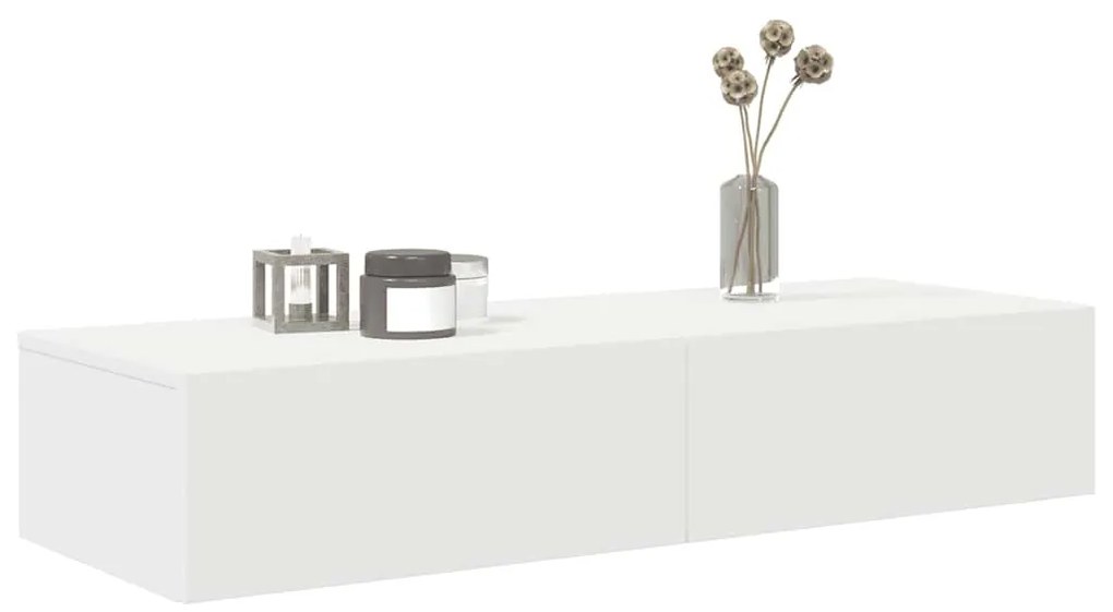 vidaXL Ράφι τοίχου με συρτάρια Λευκό 100x36x19 cm Κατασκευασμένο ξύλο