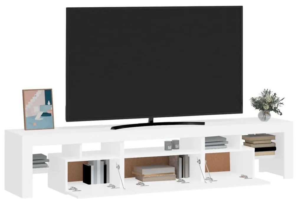 vidaXL Έπιπλο Τηλεόρασης με LED Λευκό 200 x 36,5 x 40 εκ.