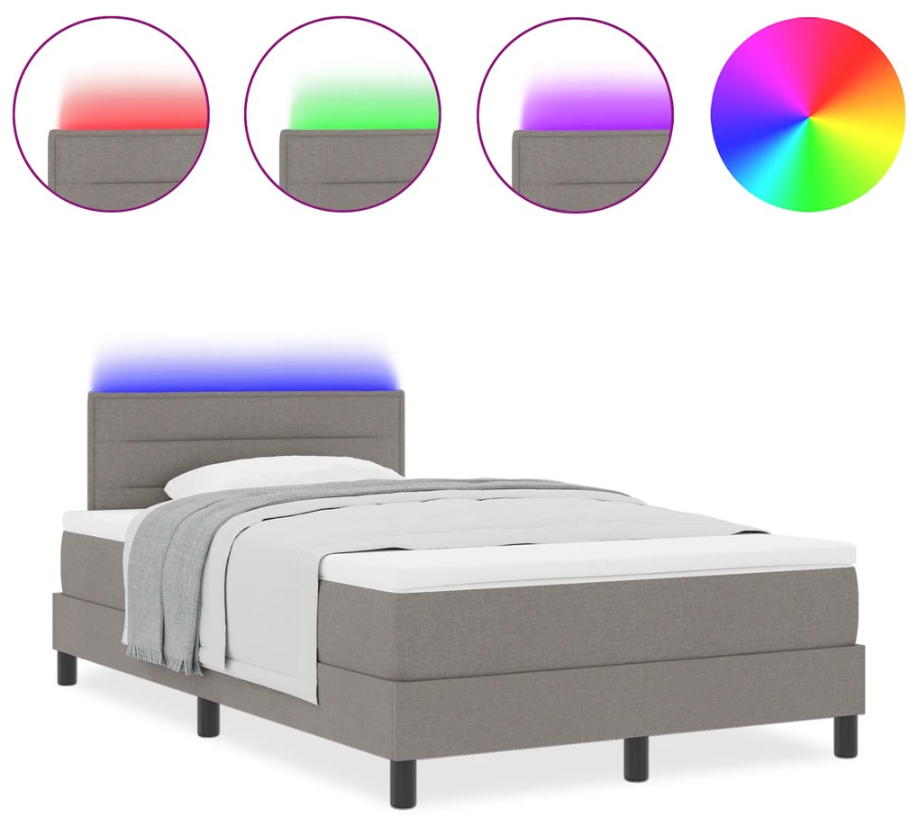 vidaXL Κρεβάτι με Στρώμα & LED 120x190 εκ. Υφασμάτινο