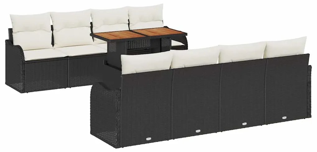 vidaXL Σετ Καναπέ Κήπου 7 pcs Μαύρο και κρεμ 100 x 55 x 73 εκ