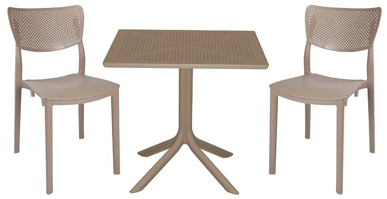 Τραπεζαρία κήπου Groovy-Ignite pakoworld σετ 3τεμ PP cappuccino 80x80x74,5εκ.