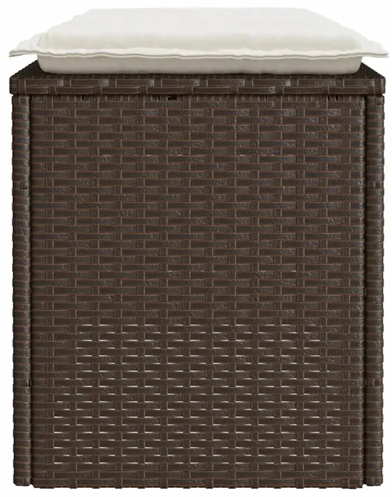 vidaXL Πάγκος κήπου με μαξιλάρι καφέ 110x40x44 cm Poly Rattan