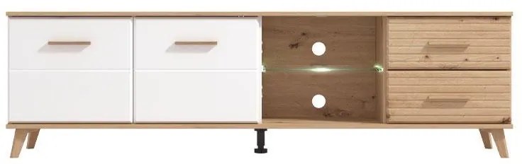 Έπιπλο Τηλεόρασης Ascona Λευκό - Artisan Oak - Λευκό Γυαλιστερό 179x40x52 εκ. 179x40x52 εκ.