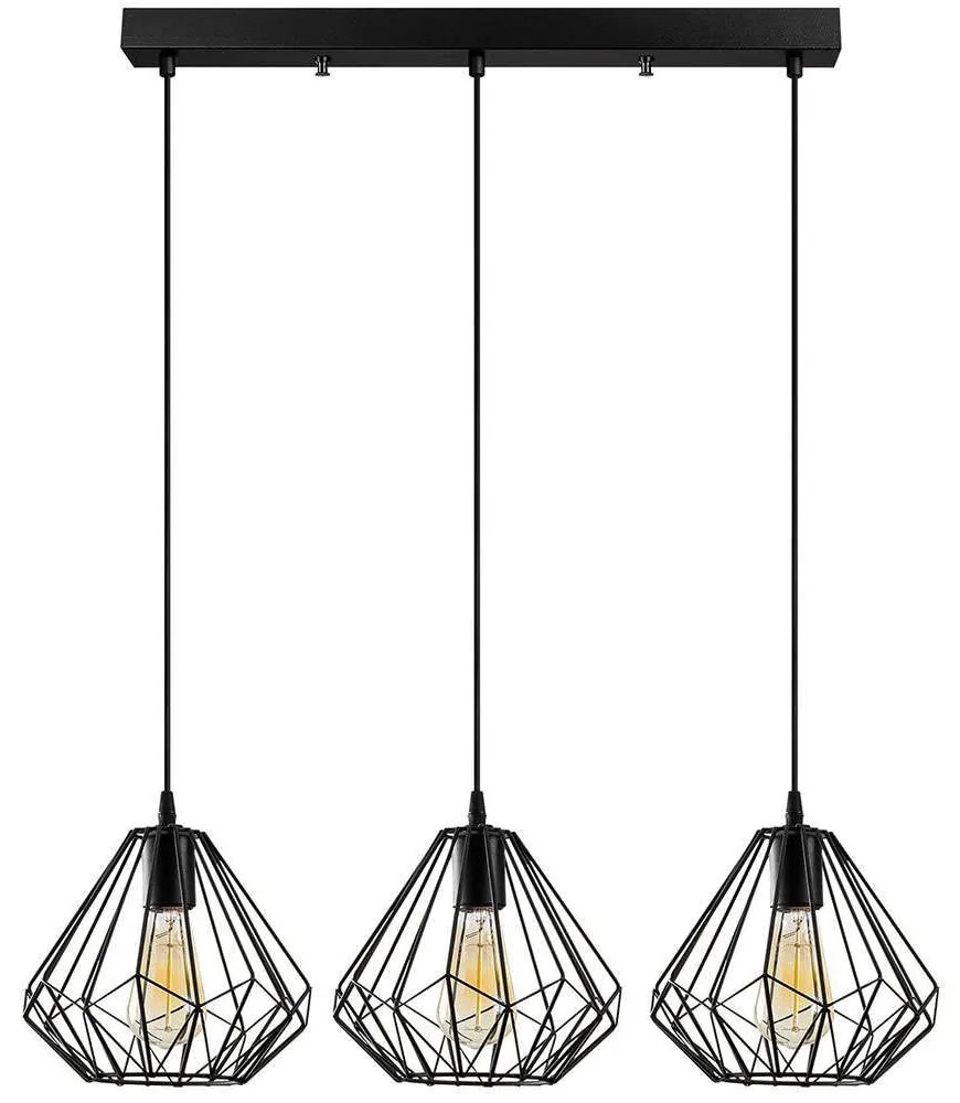 Φωτιστικό Οροφής - Ράγα Diamond 521SHN3393 73x117cm 3xE27 40W Black Opviq