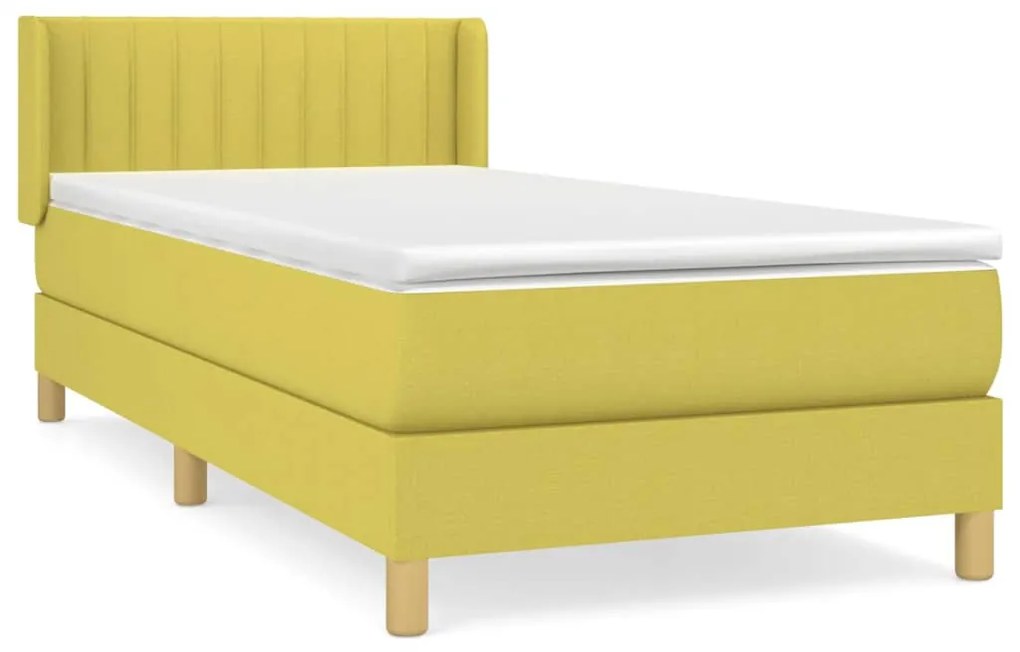 vidaXL Κρεβάτι Boxspring με Στρώμα Πράσινο 100 x 200 εκ. Υφασμάτινο