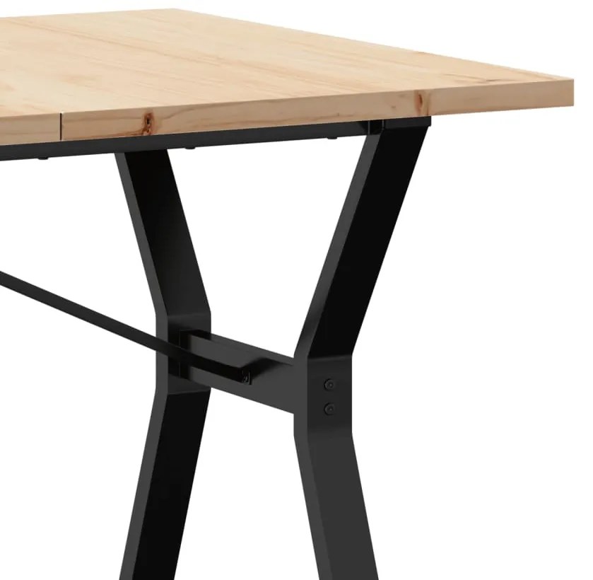 vidaXL Τραπέζι Τραπεζαρίας Πλαίσιο Y Μασίφ Πεύκο/Ατσάλι