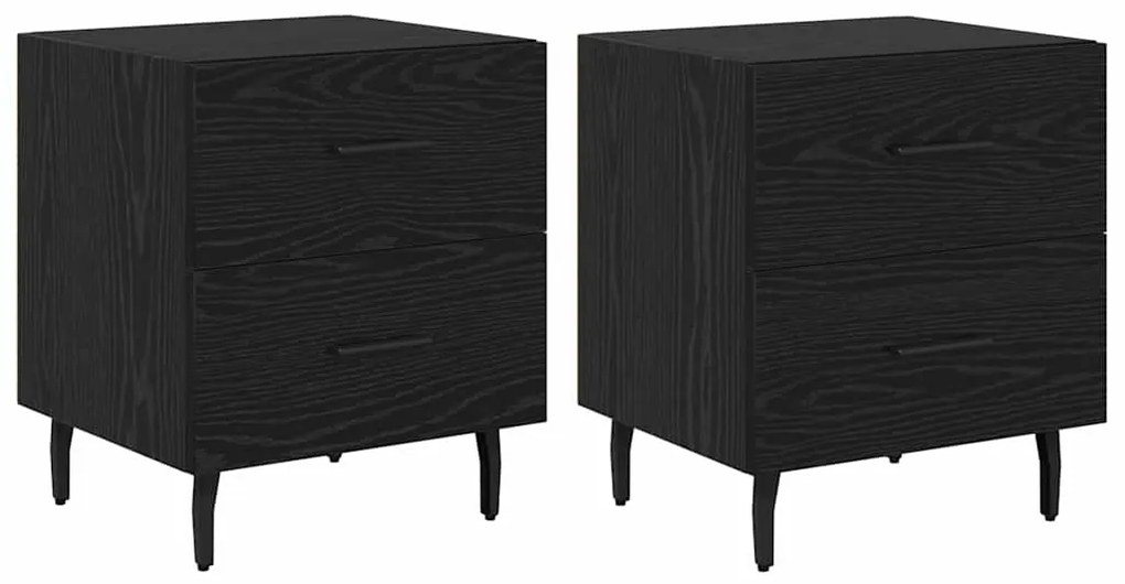 vidaXL Κομοδίνο 2 pcs Μαύρη Οξυά 40 x 35 x 47,5 εκ Επεξεργασμένο ξύλο