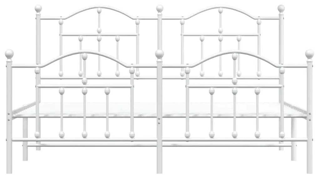 vidaXL Πλαίσιο Κρεβατιού με Κεφαλάρι&Ποδαρικό Λευκό 183x213εκ. Μέταλλο