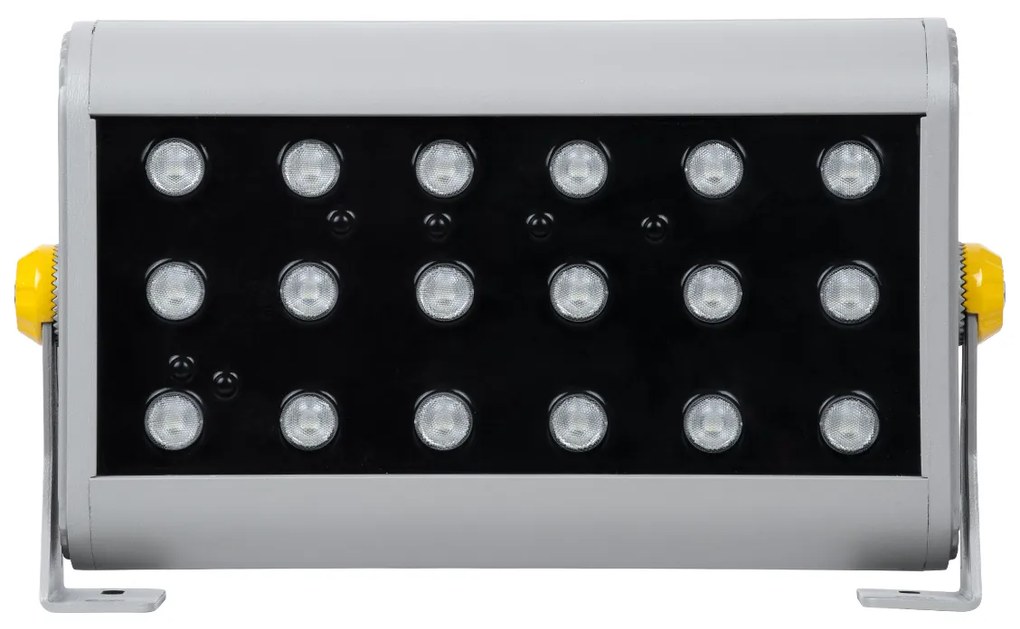 GloboStar FLOOD-HENA 90642 Προβολέας Wall Washer για Φωτισμό Κτιρίων LED 36W 3600lm 30° DC 24V Αδιάβροχο IP65 Μ30 x Π6 x Υ17cm Πολύχρωμο RGB DMX512 - Ασημί - 3 Years Warranty