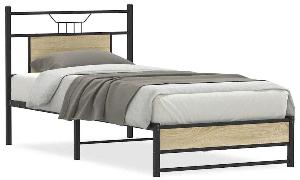 vidaXL Πλαίσιο Κρεβ. Χωρ. Στρώμα Sonoma Δρυς 90x200 εκ. Επεξ. Ξύλο