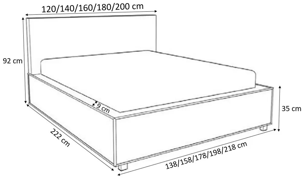 Επενδυμένο κρεβάτι Verdo-Leuko-200 x 200