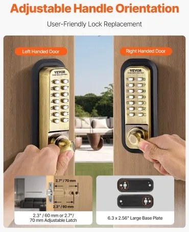 VEVOR Mechanical Keyless Entry Door Lock 14 Key Mechanical Door Lock Waterproof