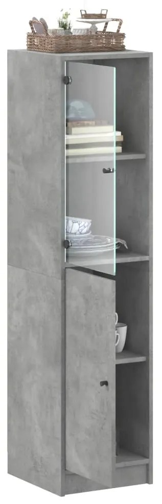 vidaXL Ντουλάπι Γκρι Σκυροδέματος 35x37x142 εκ. με Γυάλινη Πόρτα