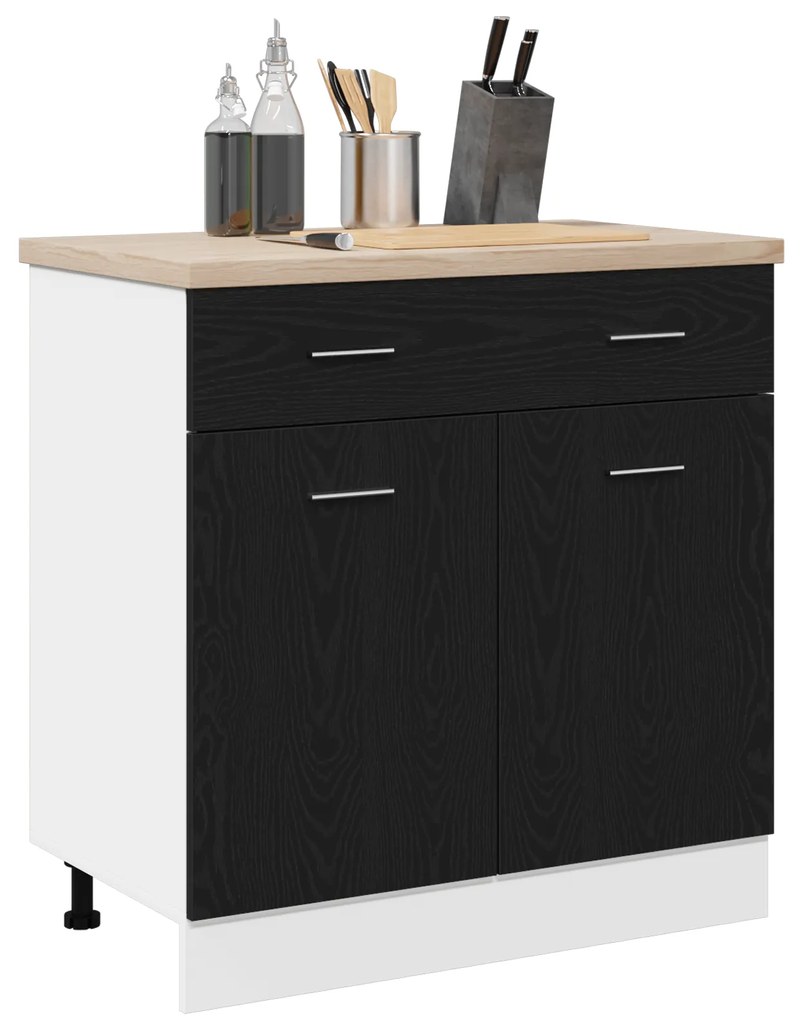 vidaXL Κάβες με Συρτάρι σε Μαύρη Δρυς, 80x46x81,5 εκ, Κατασκευασμένο από Επεξεργασμένο Ξύλο