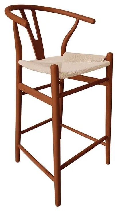 WOODWELL LIMA Σκαμπό BAR, Ξύλο Οξιά, Καρυδί, Κάθισμα Paper Rope Φυσικό (ύψος καθ.67cm) 55x53x67/98cm Ε75171,2