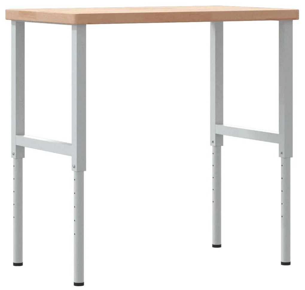 vidaXL Πάγκος Εργασίας Ορθογώνιος 100x60x(73-99,5) εκ Μασίφ Ξύλο Δρυός