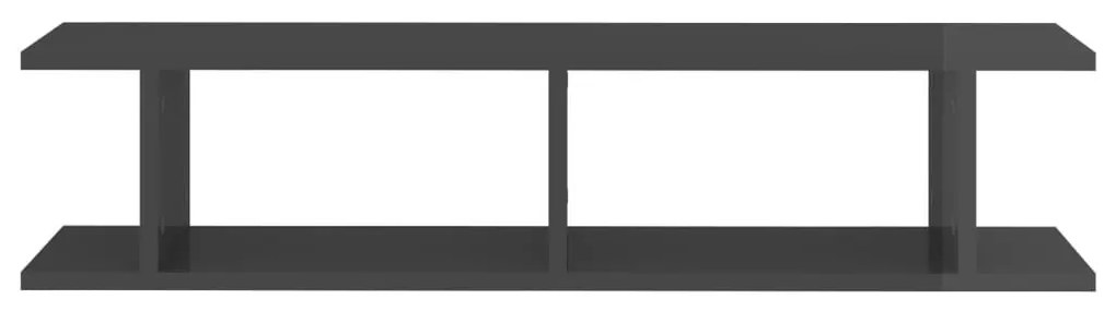 Ραφιέρες Τοίχου 2 τεμ. Γυαλιστερό Γκρι 90x18x20 εκ. Επεξ. Ξύλο - Γκρι