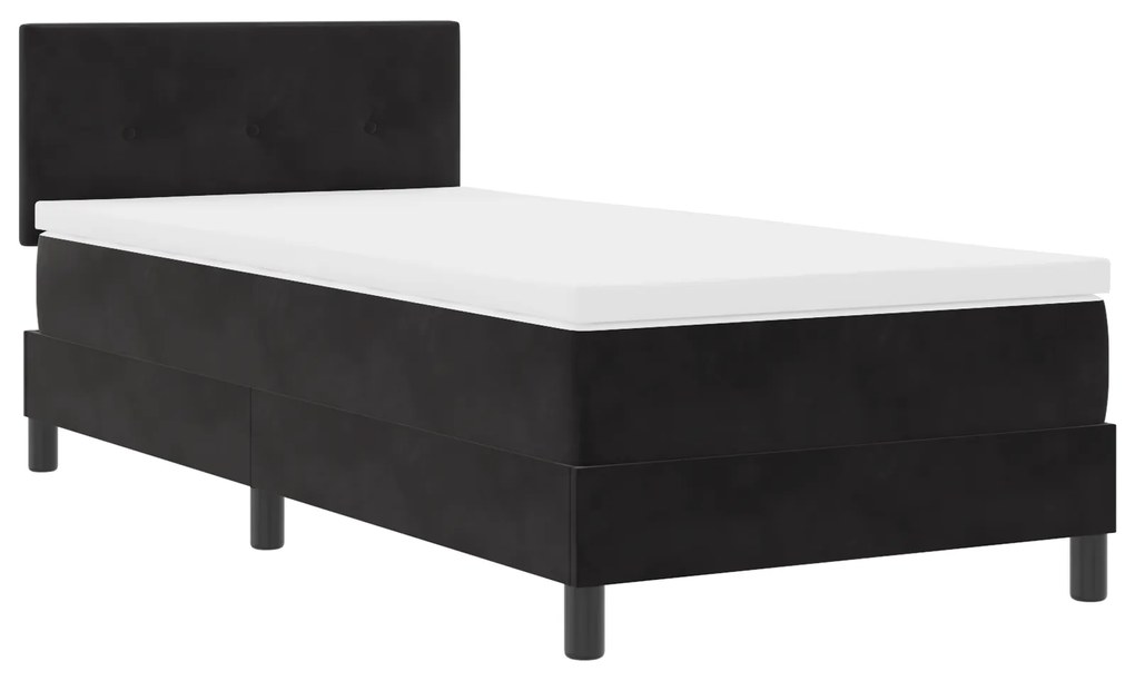 vidaXL κρεβάτι Box Spring με στρώμα & LED μαύρο 90x190 εκ. βελούδο