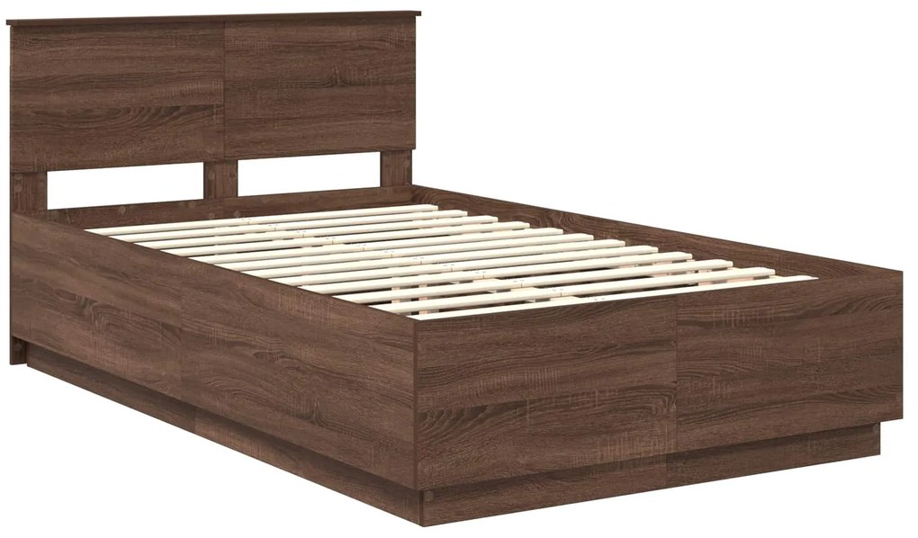 vidaXL Σκελετός Κρεβατιού Καφέ δρυς 120 x 190 cm Επεξεργασμένο ξύλο
