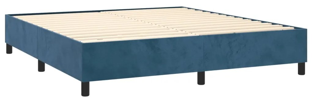 vidaXL Κρεβάτι Boxspring με Στρώμα &amp; LED Σκ. Μπλε 180x200εκ. Βελούδινο