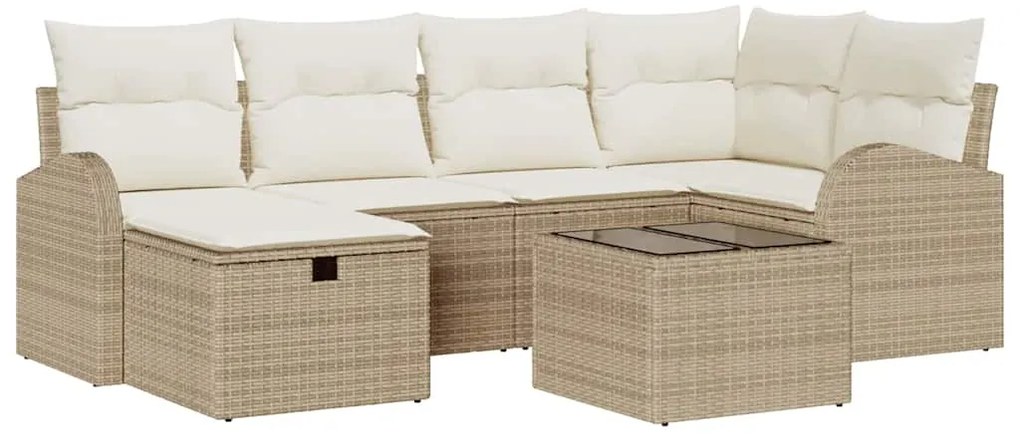 vidaXL Σετ Καναπέ Κήπου 7 pcs μπεζ και κρεμ 234 x 124 x 85 εκ