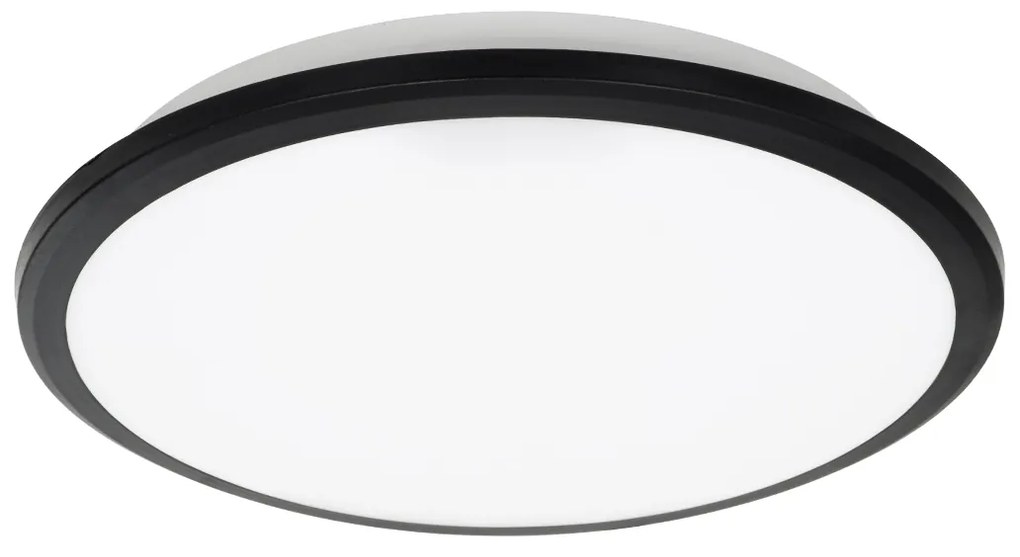 GloboStar TUFFIN 60996 Πλαφονιέρα Οροφής LED 24W 2760lm 120° AC 220-240V Αδιάβροχη IP54 Φ30 x Υ6.5cm Ψυχρό Λευκό 6000K - Μαύρο - Bridgelux Chips - 3 Years Warranty - 60996