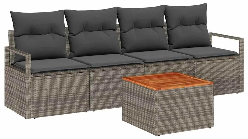 vidaXL Σετ Καναπέ Κήπου με αποθήκευση 5 pcs Γκρι συνθετικό ρατάν