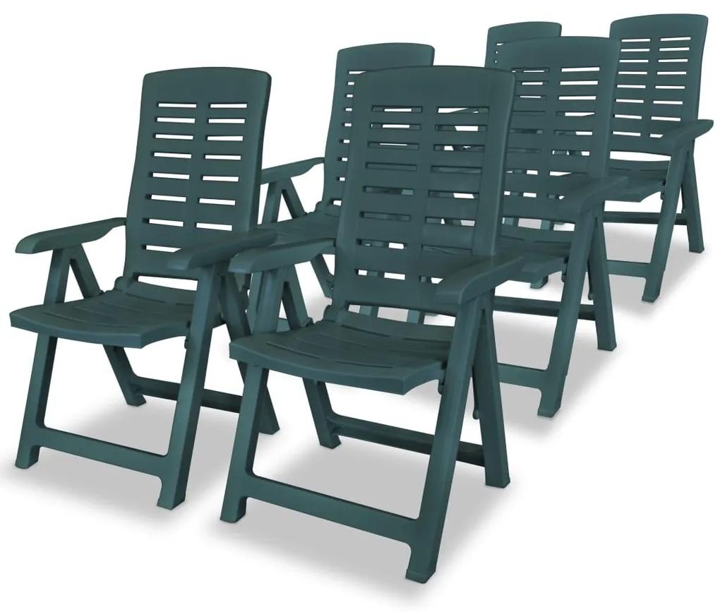 Καρέκλες Κήπου Ανακλινόμενες 6 τεμ. Πράσινες Πλαστικές