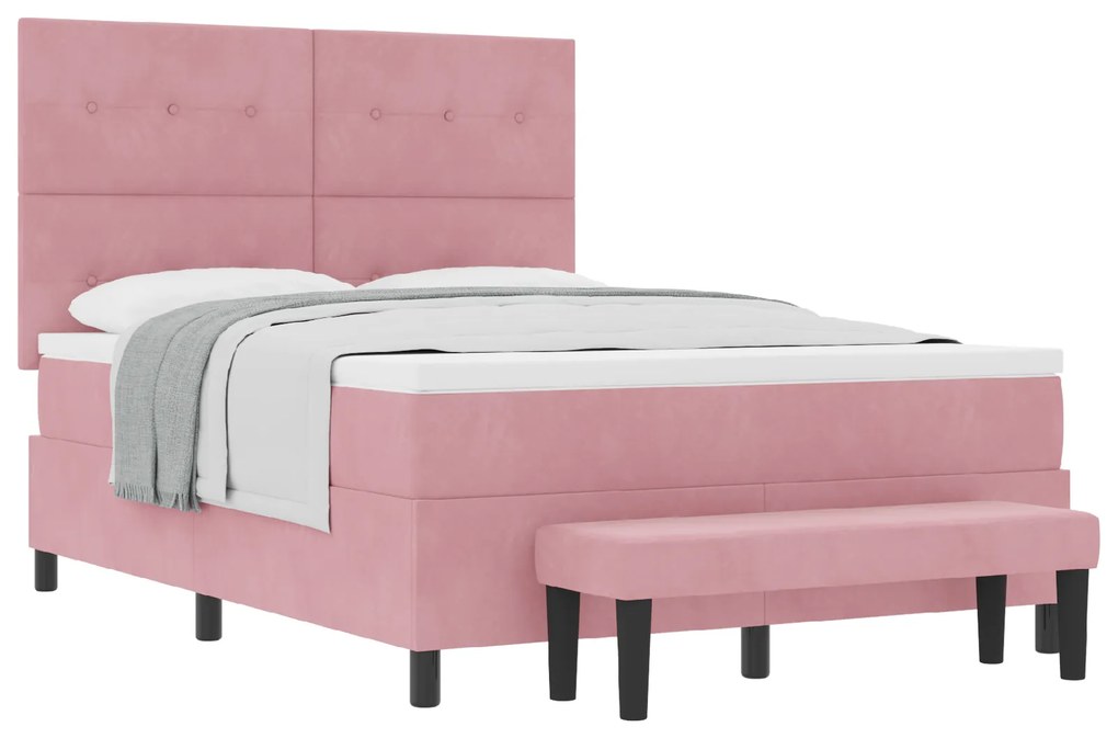vidaXL Κρεβάτι με ελατήρια με στρώμα Ροζ 160 x 200 cm Βελούδο