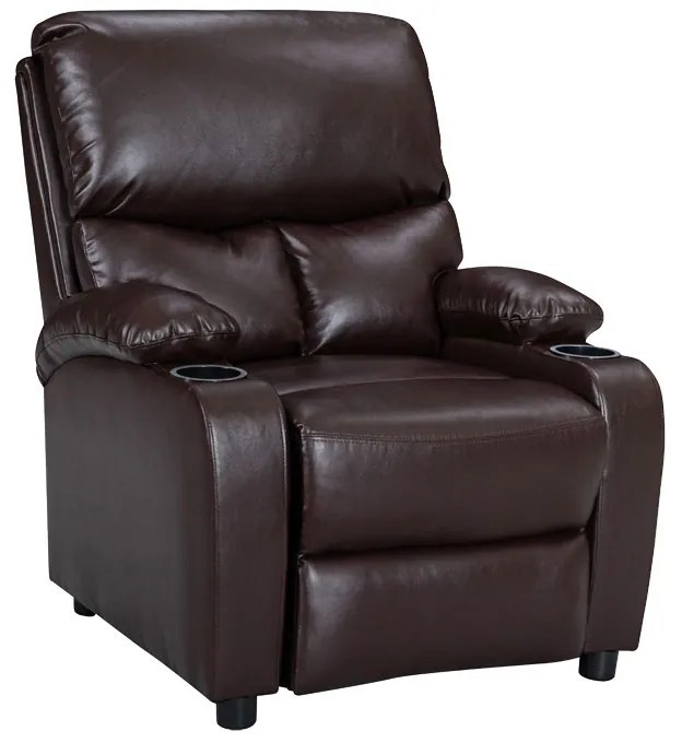 Πολυθρόνα relax με ποτηροθήκη Gartia pakoworld  καφέ PU 79x94x102εκ