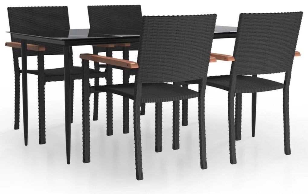 vidaXL Σετ Τραπεζαρίας Κήπου 5 Τεμαχίων Μαύρο από Συνθετικό Ρατάν