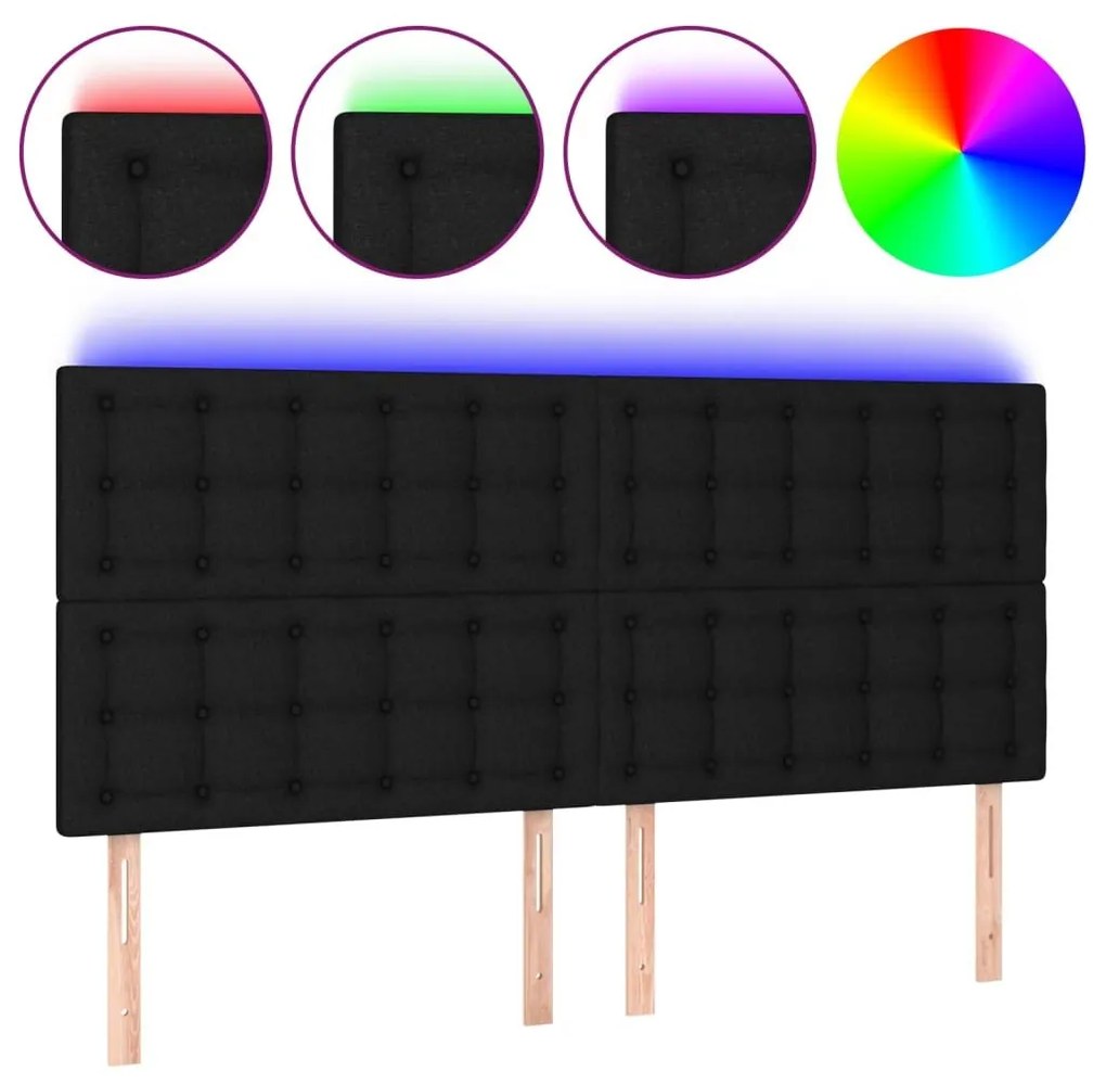 Κεφαλάρι Κρεβατιού LED Μαύρο 180x5x118/128 εκ. Υφασμάτινο - Μαύρο