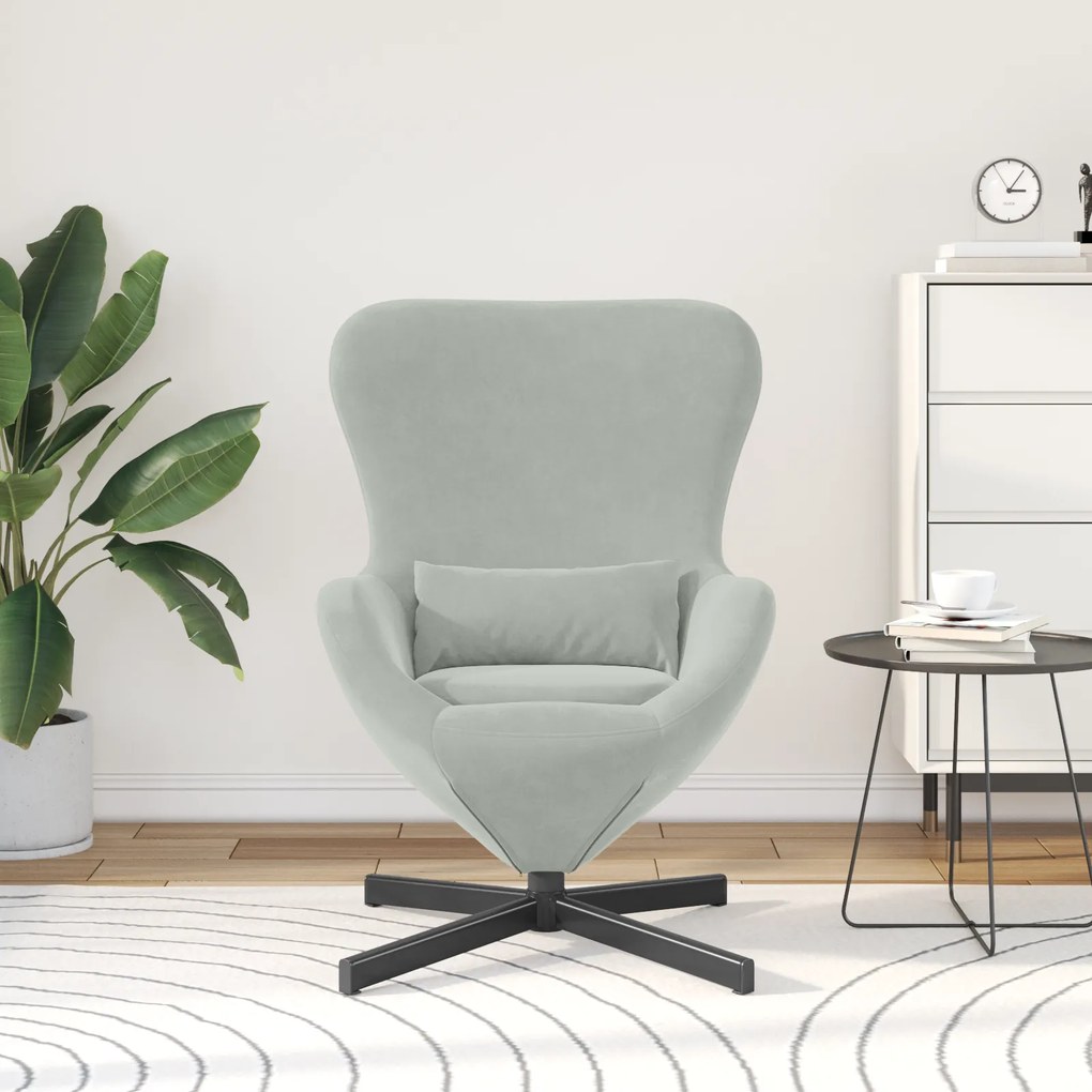 vidaXL Πολυθρόνα Αυγού Light Grey Velvet