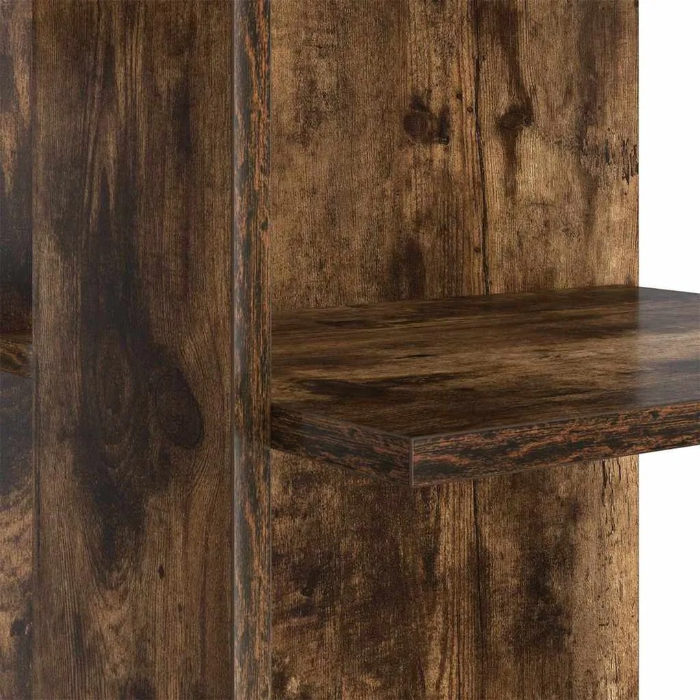 vidaXL Γωνιακό γραφείο με ράφι Καπνιστό Δρύς 140 x 113,5 x 75 εκ.