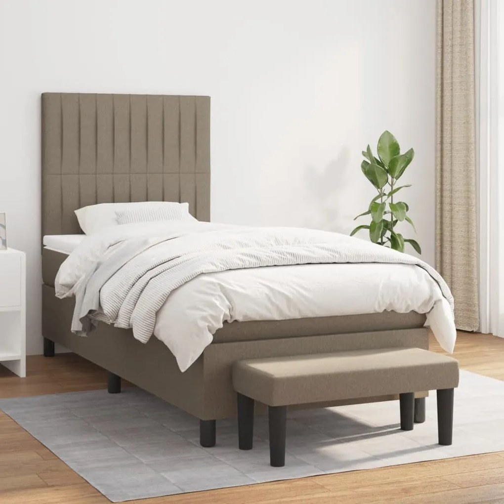 vidaXL Κρεβάτι Boxspring με Στρώμα Taupe 80x200 εκ. Υφασμάτινο