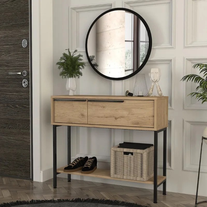 Κονσόλα με καθρέπτη Suzy Megapap χρώμα sepet oak 90x29,6x76εκ.-GP042-0261,1