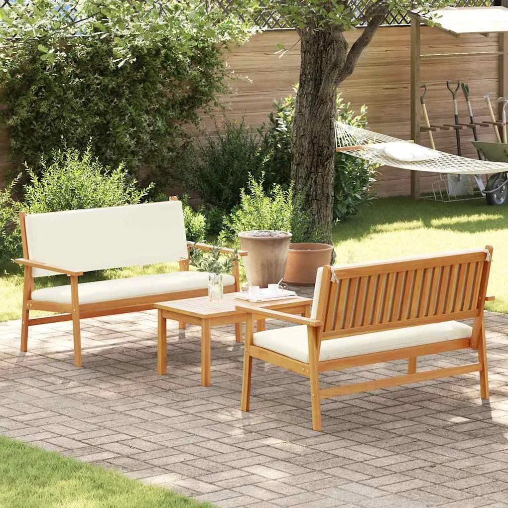 vidaXL Σετ Καναπέ Κήπου 3 pcs Καφέ 75 x 45 x 38 εκ. Μασίφ ξύλο ακακίας