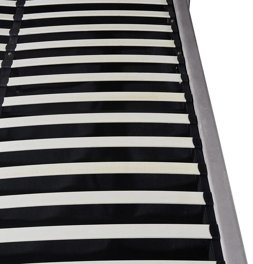 Κρεβάτι Διπλό ACAENA Γκρι Βελούδο (Στρώμα 160x200cm)